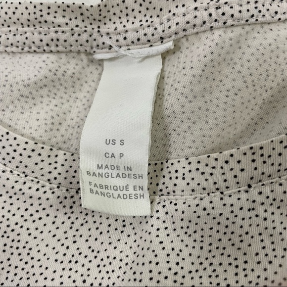 H&M Basic 100% Cotton Tee Shirt, Short Sleeve Cream with Black Dots Size Small - Picture 7 of 7